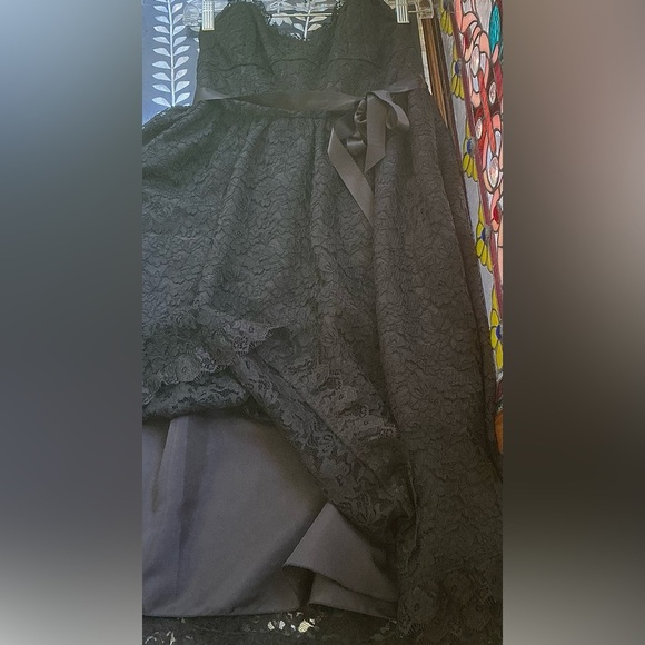 Black Lace Strapless Cocktail Dress 🖤 Goth, Wedding Guest, Witchy, Dark Romance - Picture 6 of 9